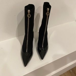 Marc Jacobs Mid Calf Patent and Suede Zipper Boots
